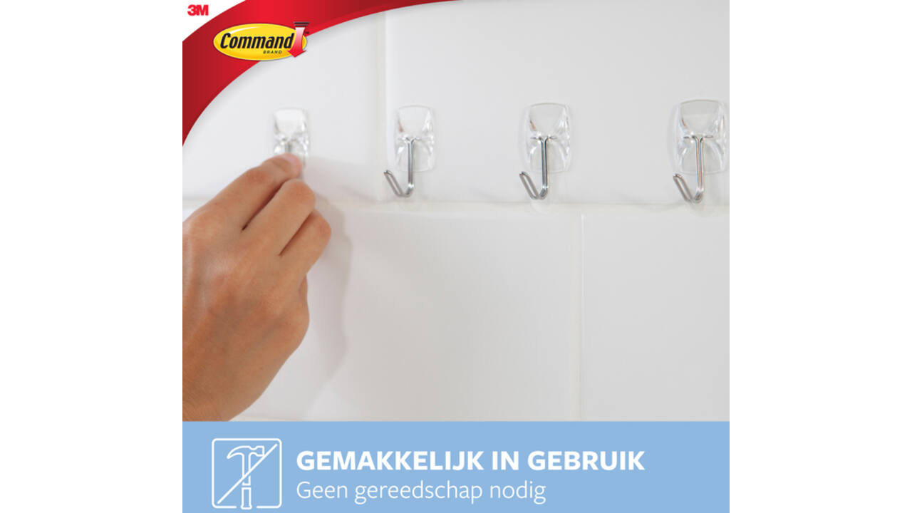 Keukenhaak Command kunststof transparant incl bevestigingsstrip