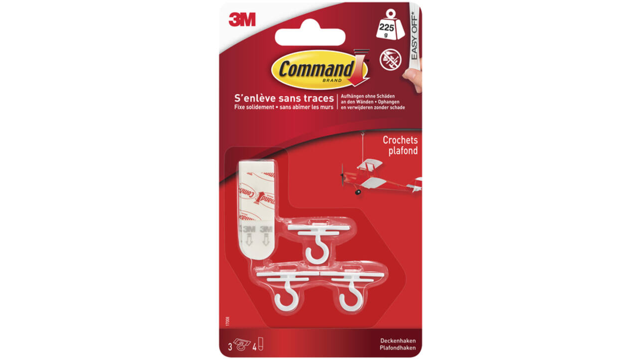 Plafondhaken Command inclusief bevestigingsstrip 3 stuks