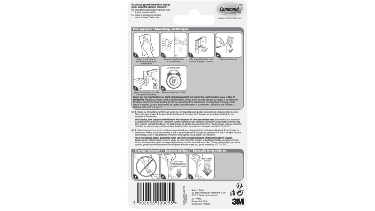 Draadhaak Command incl bevestigingsstrip 3 stuks