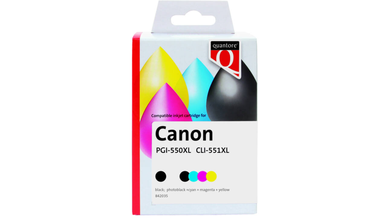 Inktcartridge Quantore alternatief tbv Canon PGI-550XL CLI-551XL zwart + 4 kleuren