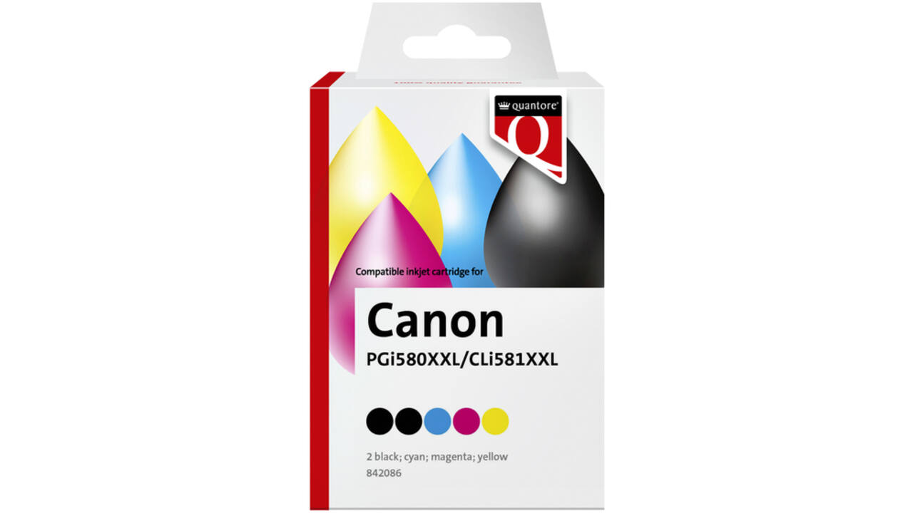 Inktcartridge Quantore alternatief tbv Canon PGI-580XXL CLI-581XXL 2x zwart + 3 kleuren