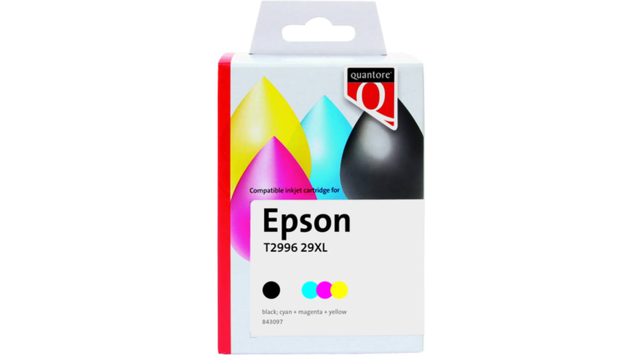Inktcartridge Quantore alternatief tbv Epson 29XL T2996 zwart + 3 kleuren remanufactured