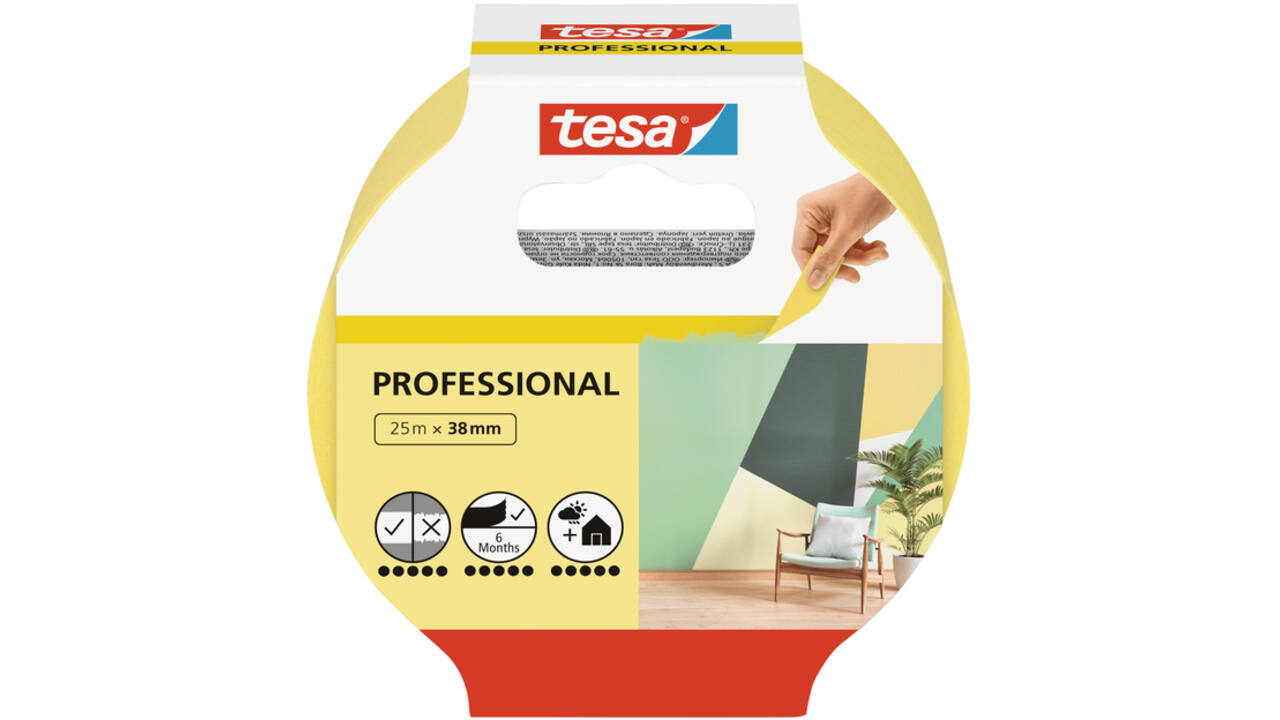 Afplaktape tesa® Professional 25mx38mm geel