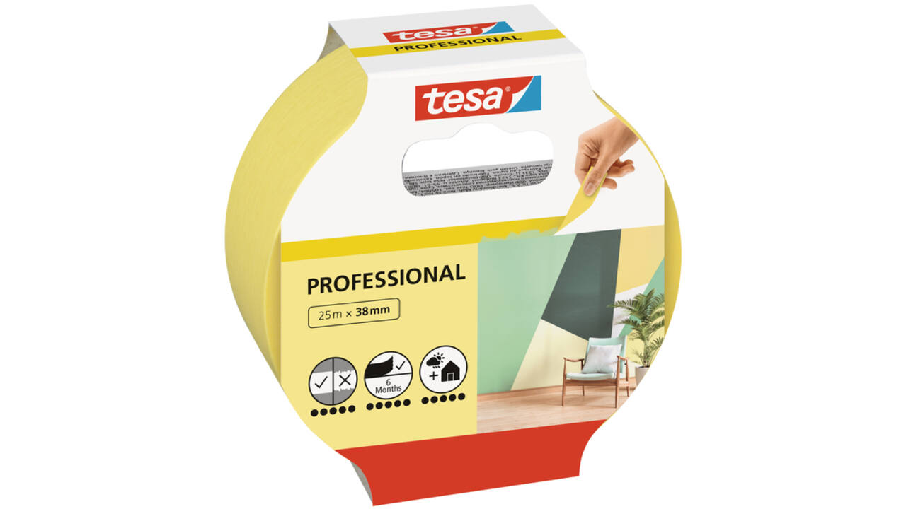 Afplaktape tesa® Professional 25mx38mm geel