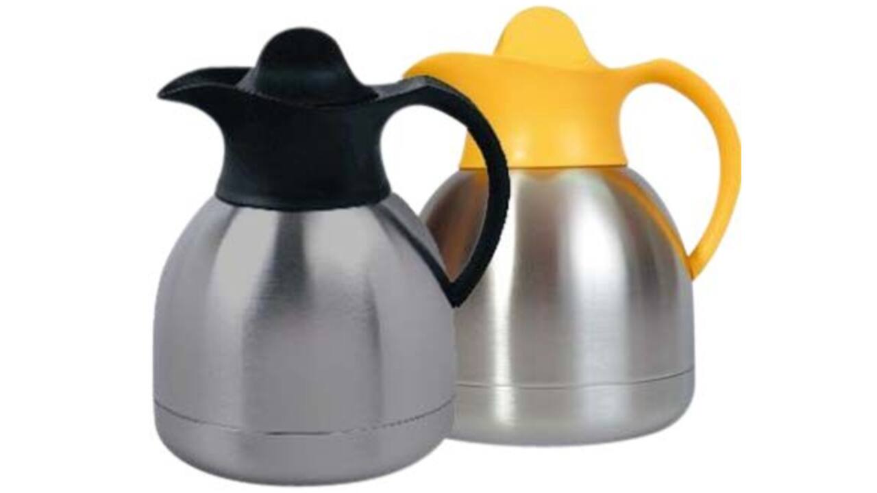 Thermoskan Biaretto theekan 1liter roestvrijstaal gele dop