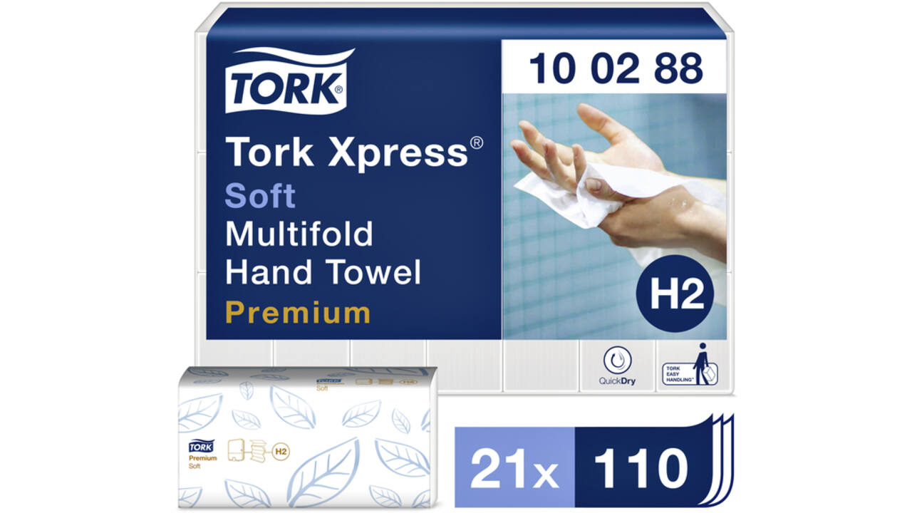 Handdoek Tork H2 multifold Premium kwaliteit 2 laags wit 100288