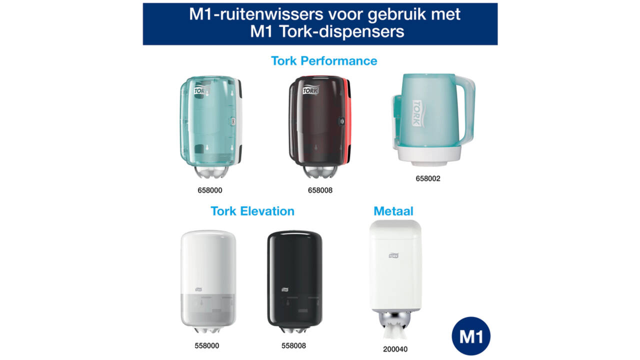 Poetspapier Tork Wiping mini rol M1 1 laags centerfeed wit 100130