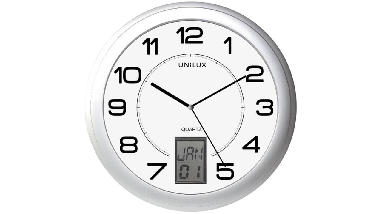 Wandklok Unilux Instinct Ø 30.5cm zilvergrijs/wit