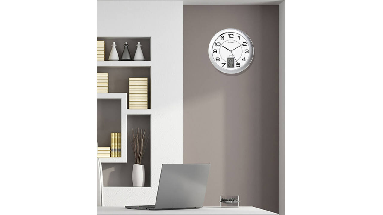 Wandklok Unilux Instinct Ø 30.5cm zilvergrijs/wit