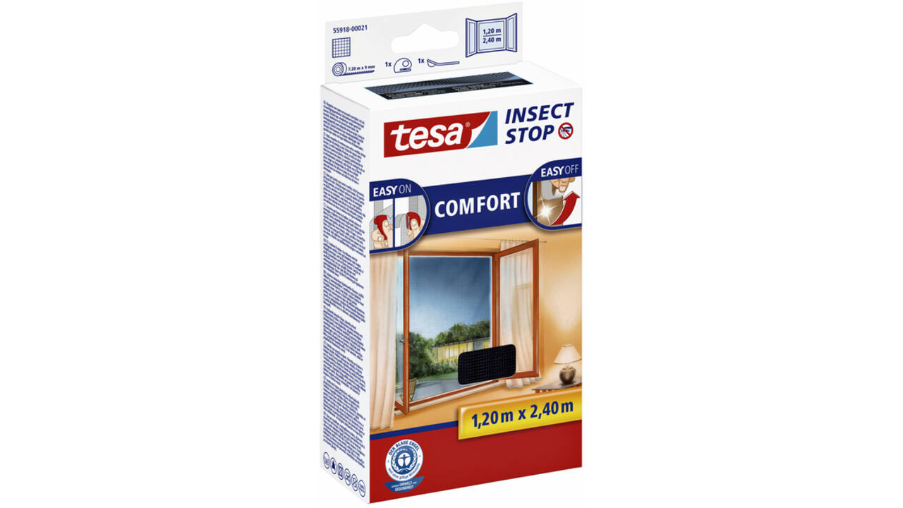 Insectenhor tesa® Insect Stop COMFORT buitendraaiende ramen 1,2x2,4m zwart