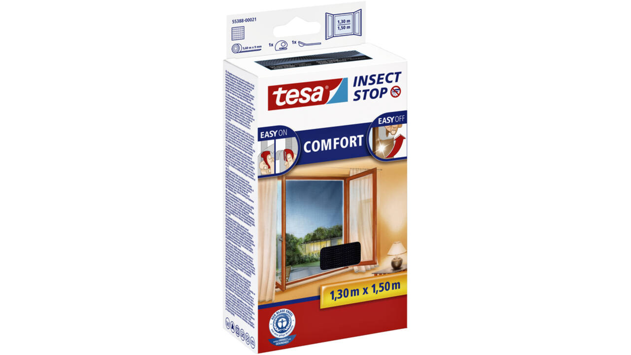 Insectenhor tesa® Insect Stop COMFORT raam 1,3x1,5m zwart