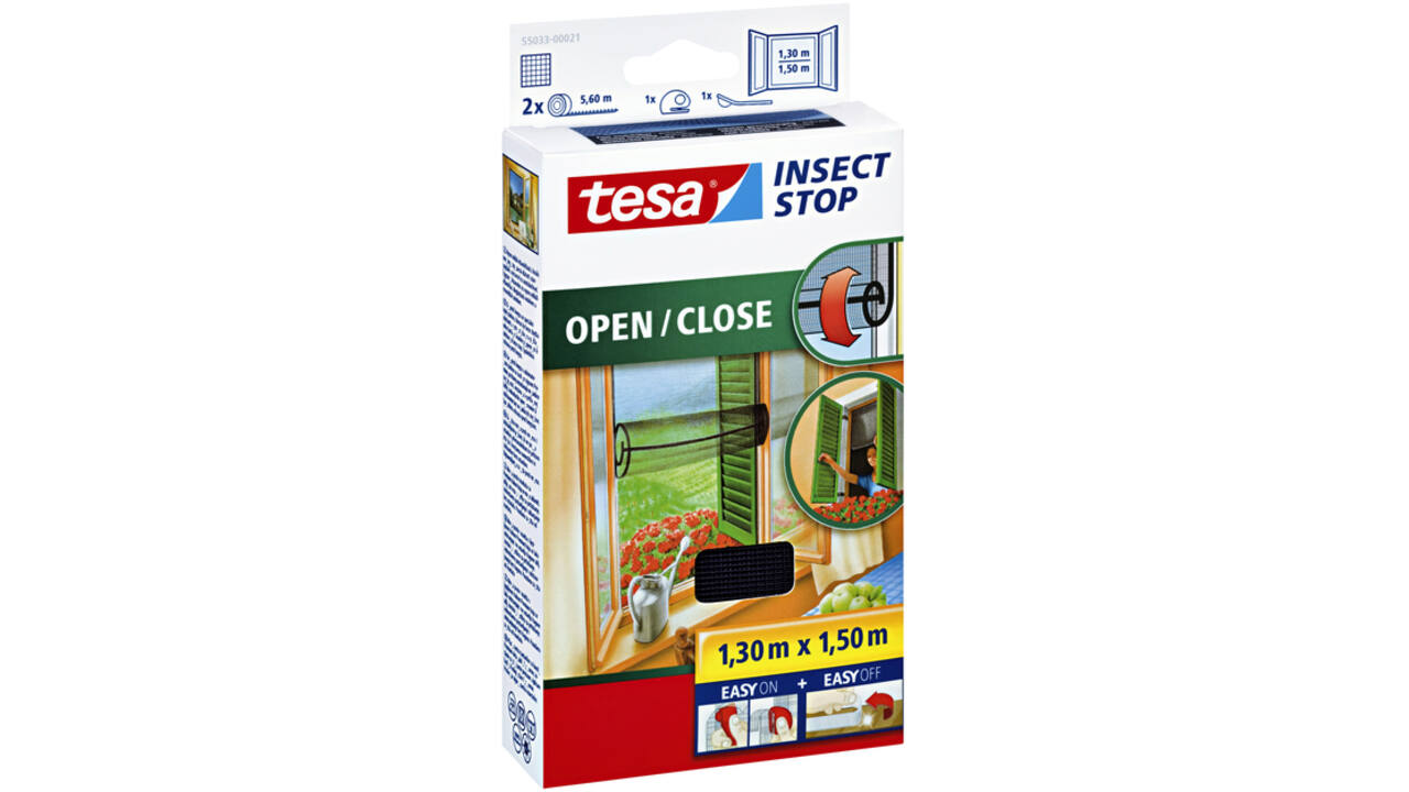 Insectenhor tesa® Insect Stop OPEN/CLOSE raam 1,3x1,5m zwart