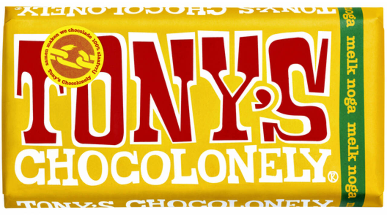 Chocolade Tony's Chocolonely melk noga reep 180gr