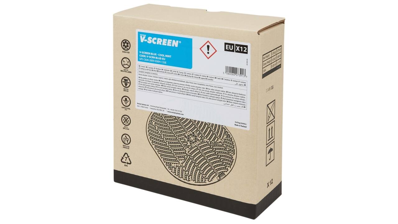 Urinoirmat V-screen Cool Mint 178x178mm lichtgrijs