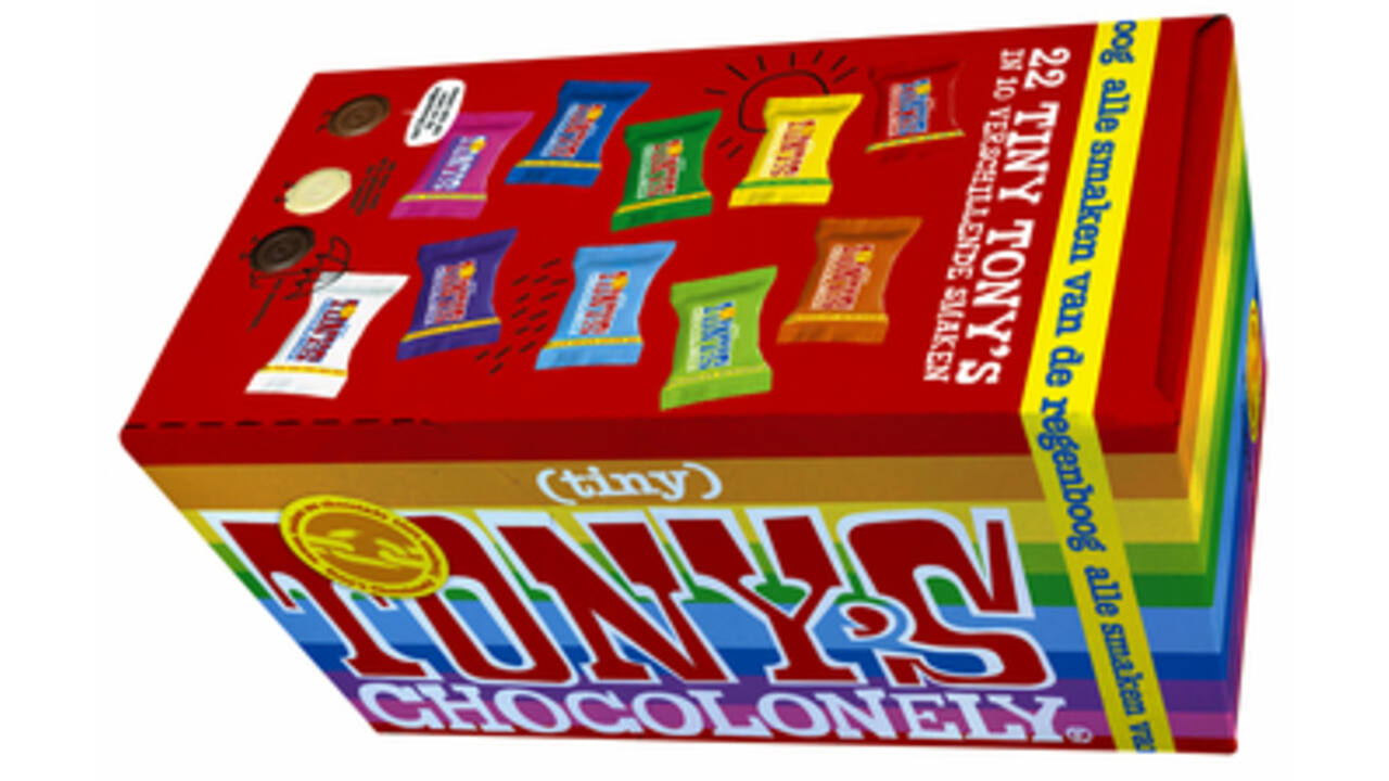 Chocolade Tony's Chocolonely tiny mix doos 200gr