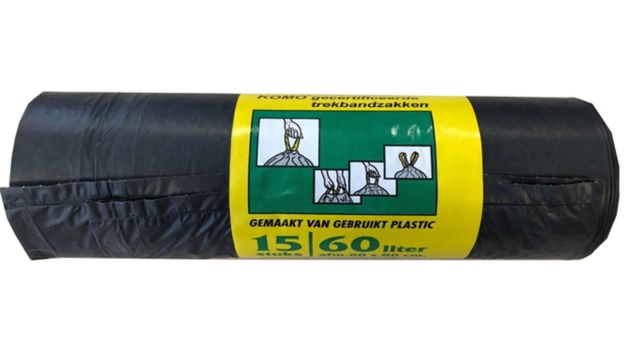 Vuilniszak Komo 60 liter zwart rol à 20 stuks