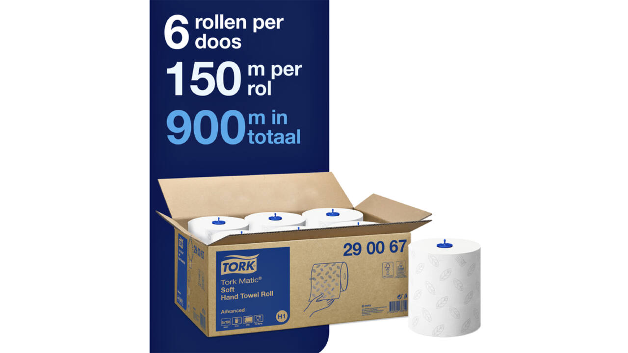 Handdoekrol Tork Matic H1 advanced 2-laags scheurbestendig 150m wit 290067