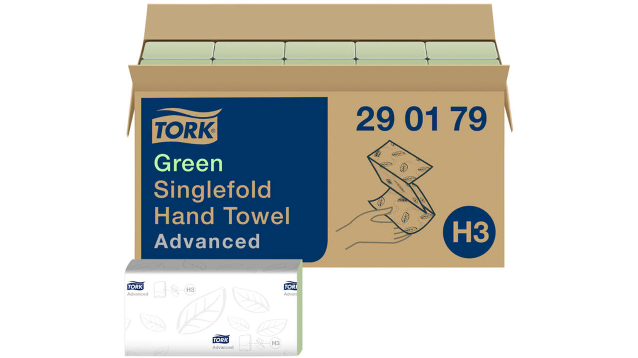 Handdoek Tork H3 Advanced Z-gevouwen 2-laags groen 290179