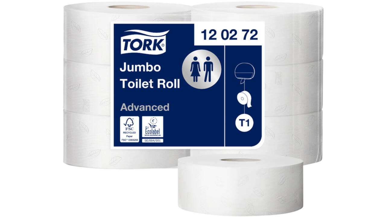 Toiletpapier Tork T1 Advanced jumbo 2-laags 360m wit 120272