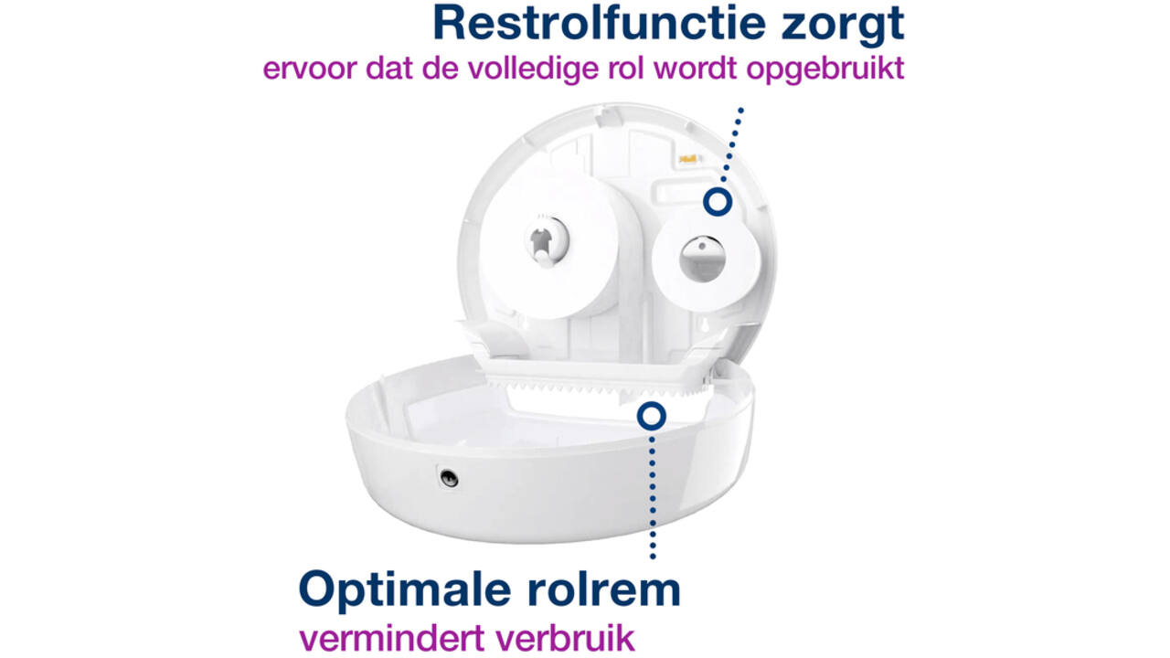 Toiletpapierdispenser Tork Mini Jumbo T2 Elevation wit 555000