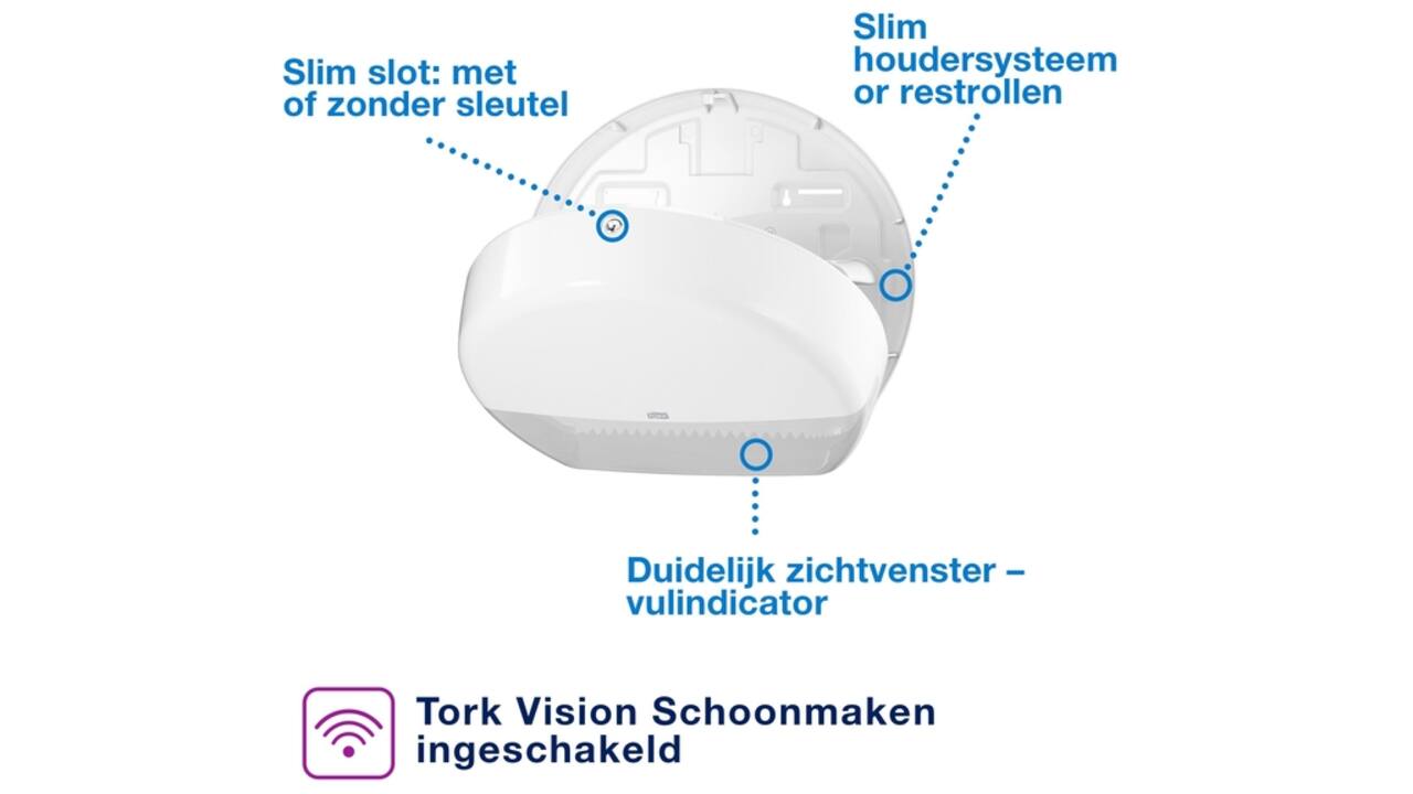 Toiletpapierdispenser Tork Jumbo T1 Elevation wit 554000