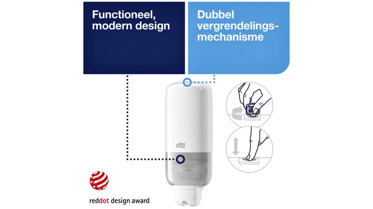 Zeepdispenser Tork S11 Elevation vloeibare en sprayzeep hygienisch wit 560000