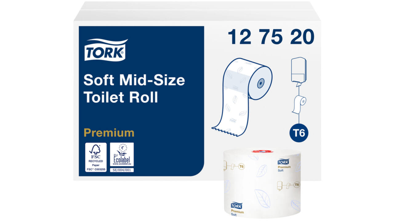 Toiletpapier Tork Mid-size T6 premium 2-laags 90m wit 127520
