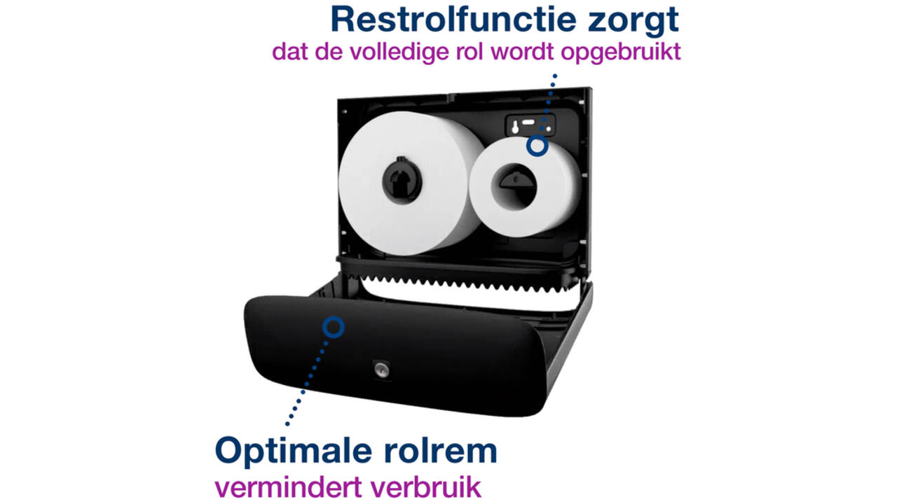 Toiletpapierdispenser Tork Image Lijn Mini jumborol T2 Image-Gesloten- rvs 460006
