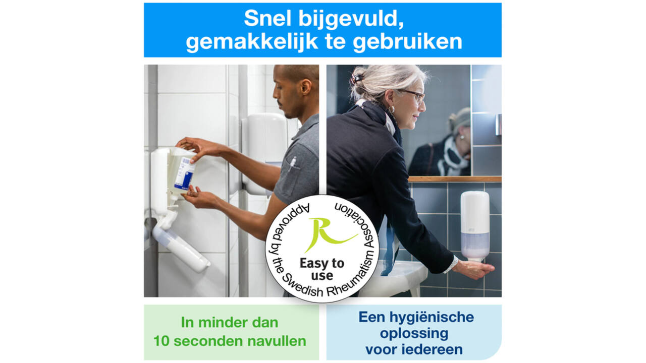 Alcoholgel Tork S1 voor handdesinfectie ongeparfumeerd 1000ml 420103