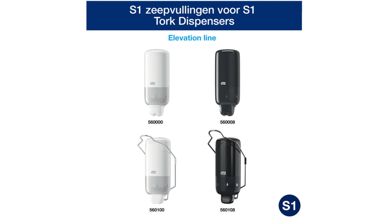 Alcoholgel Tork S1 voor handdesinfectie ongeparfumeerd 1000ml 420103