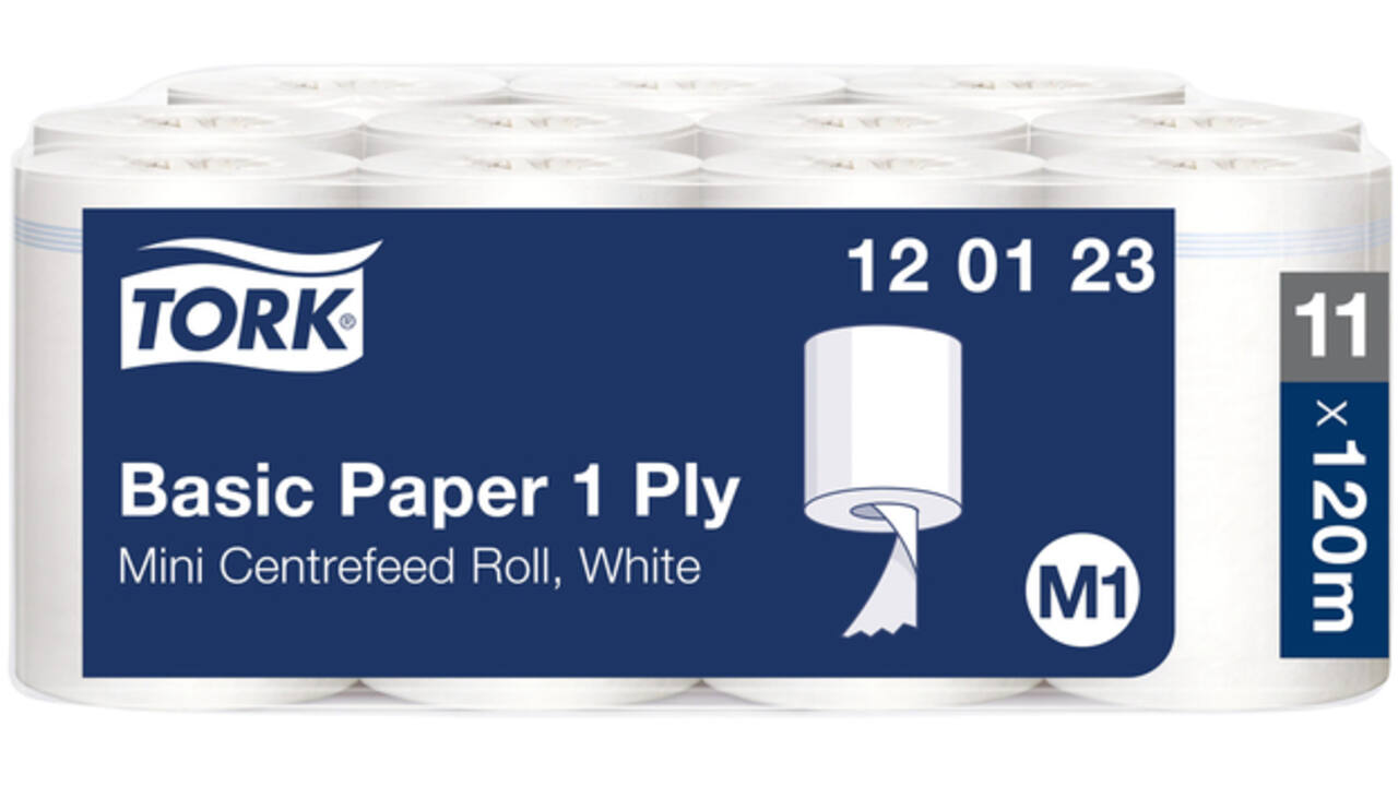Poetspapier Tork M1 Basic Universal 1-laags 120m wit 120123