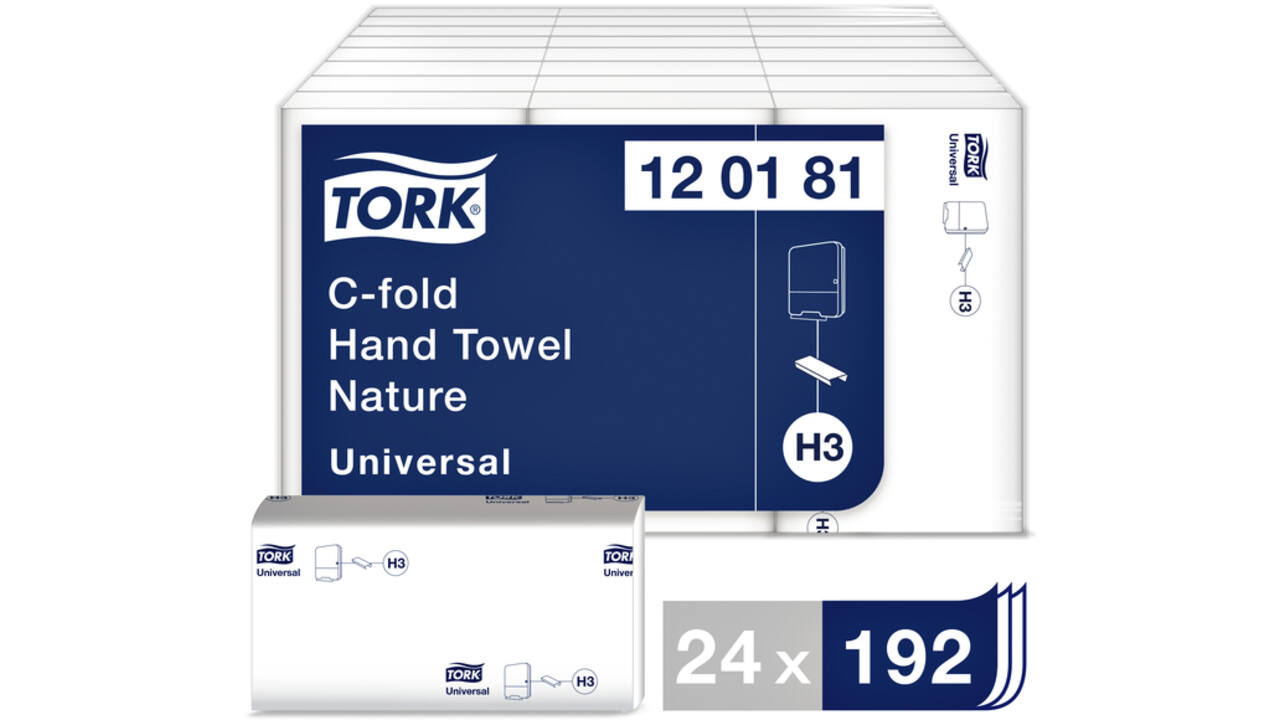 Handdoek Tork H3 c-vouw universal 1-laags naturel 120181