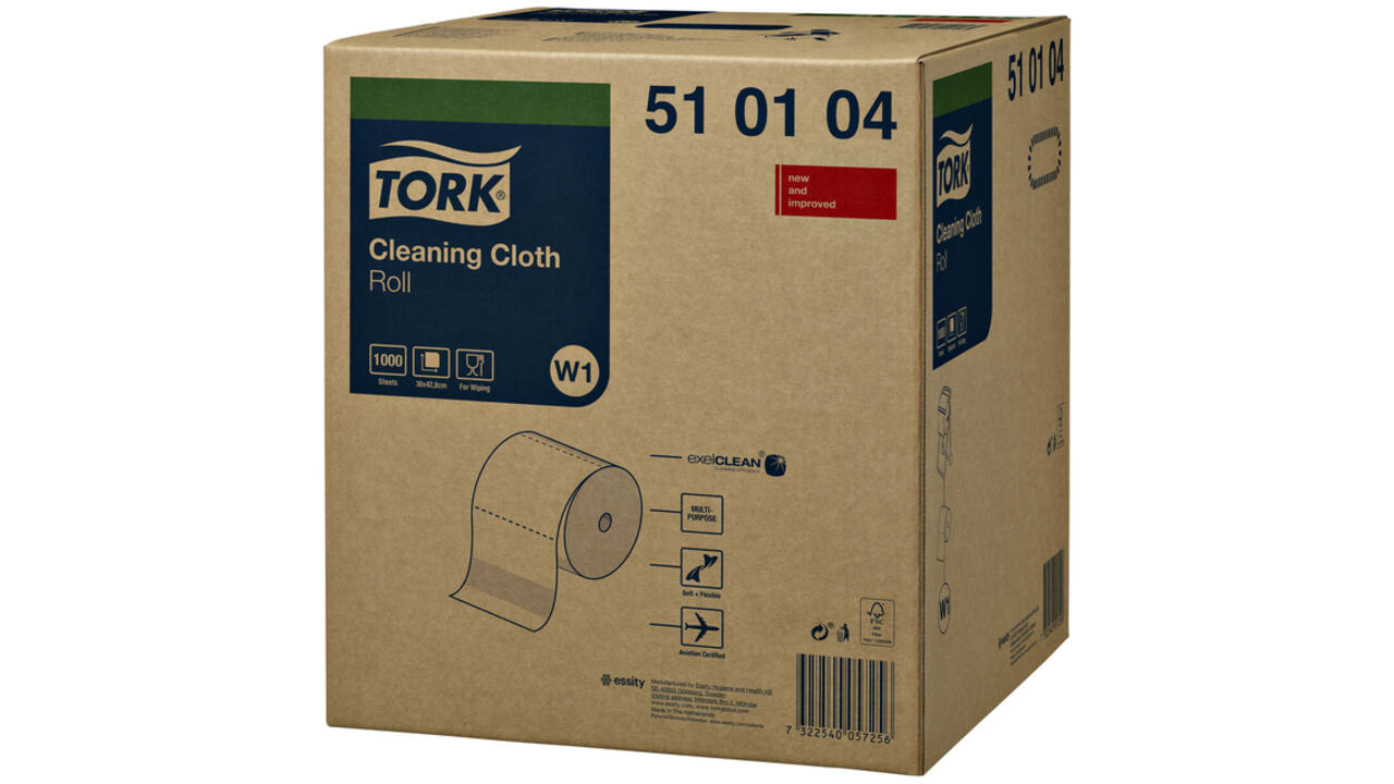 Reiningingsdoek Tork W1 herbruikbaar nonwoven 1000 vel wit 510104