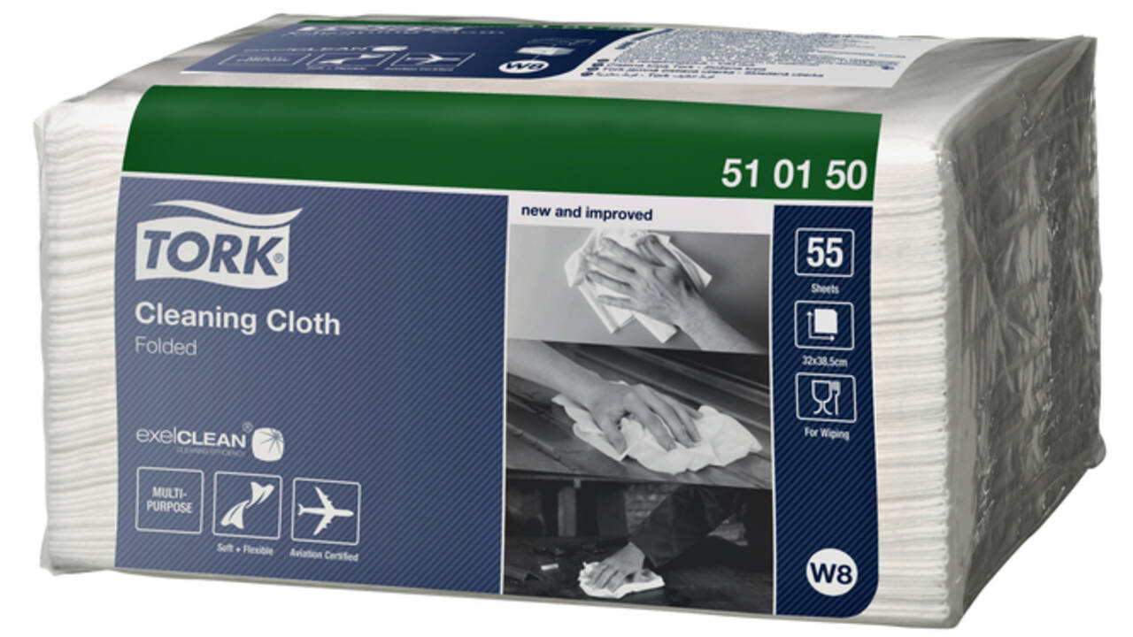 Reinigingsdoek Tork W8 Premium 1-laags 55 vel wit 510150