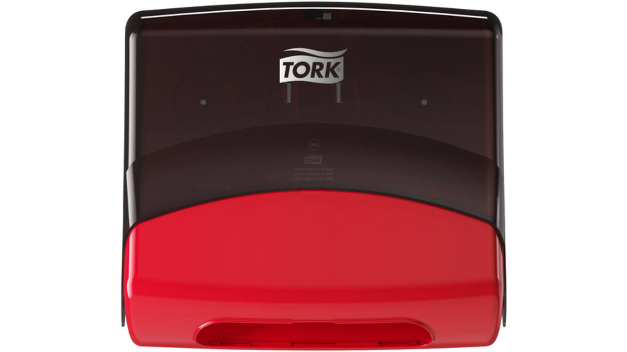 Reinigingsdoekdispenser Tork W4 Performance wandmontage zwart/rood 654008