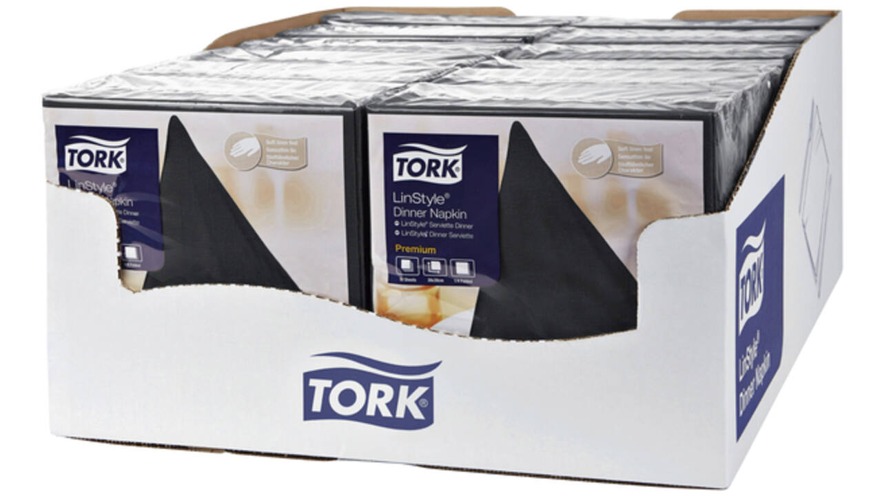 Dinerservet Tork Linstyle Premium 1/4 vouw 1-laags 390x390mm 50 vel zwart 478726