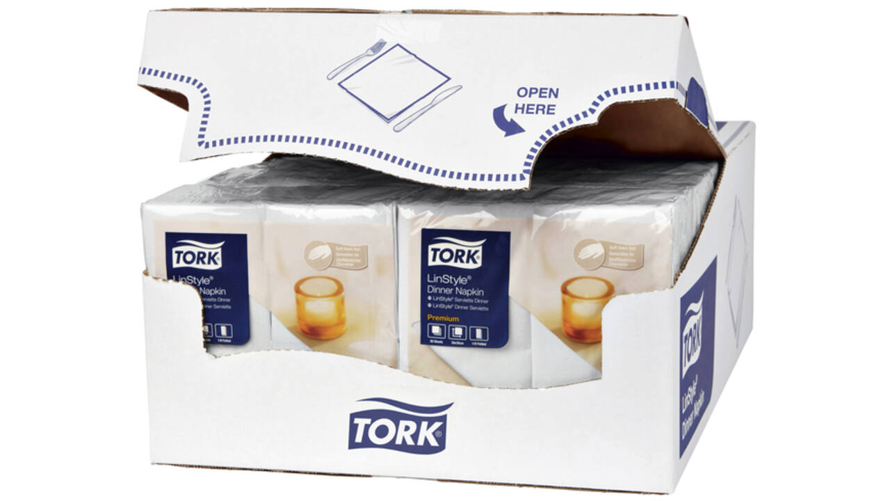 Dinnerservetten Tork Premium LinStyle® 1/8 gevouwen 1-laags 50 st wit 478145