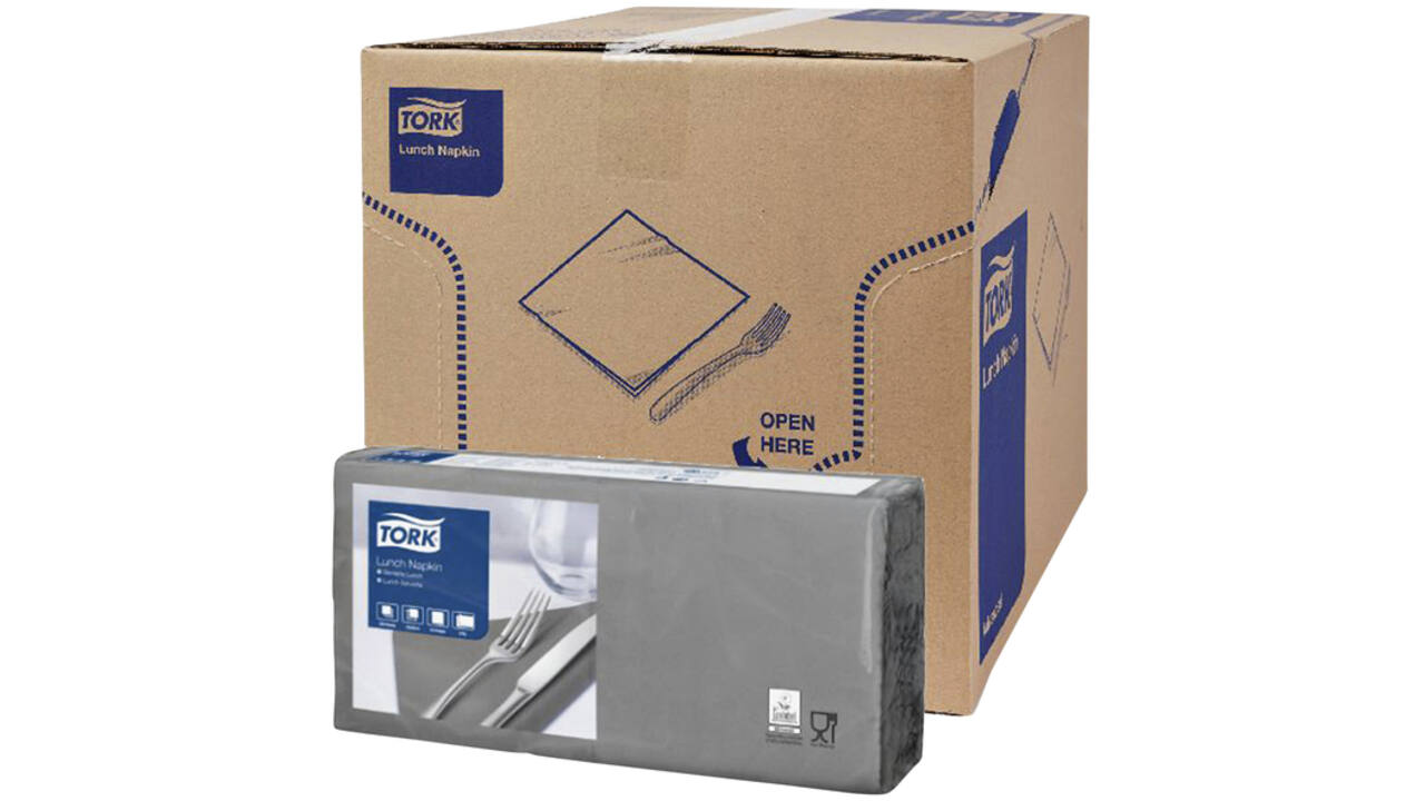Servetten Tork 2-laags 1/4 gevouwen 200st grijs 477205