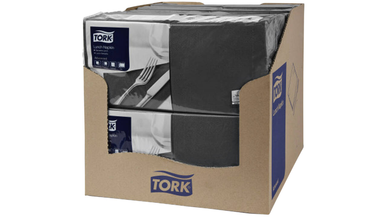 Servetten Tork 2-laags 1/4 gevouwen 200st zwart 477148