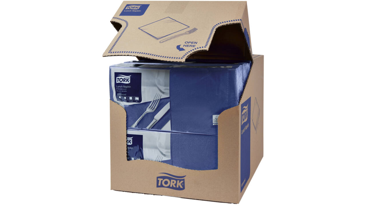 Lunchservet Tork Advanced 1/4 vouw 2-laags 328x325mm 200 vel donkerblauw 477215