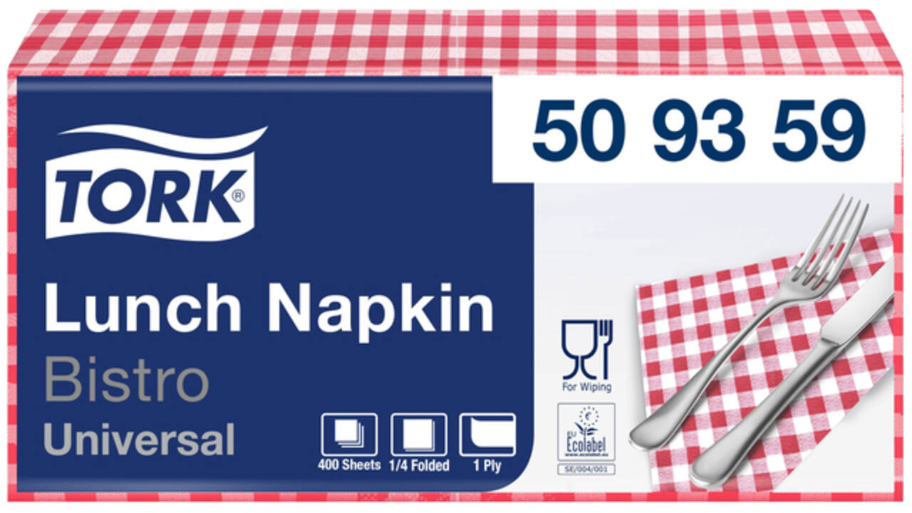 Lunchservet Tork Bistro 1/4-vouw 1-laags 400st rood 509359