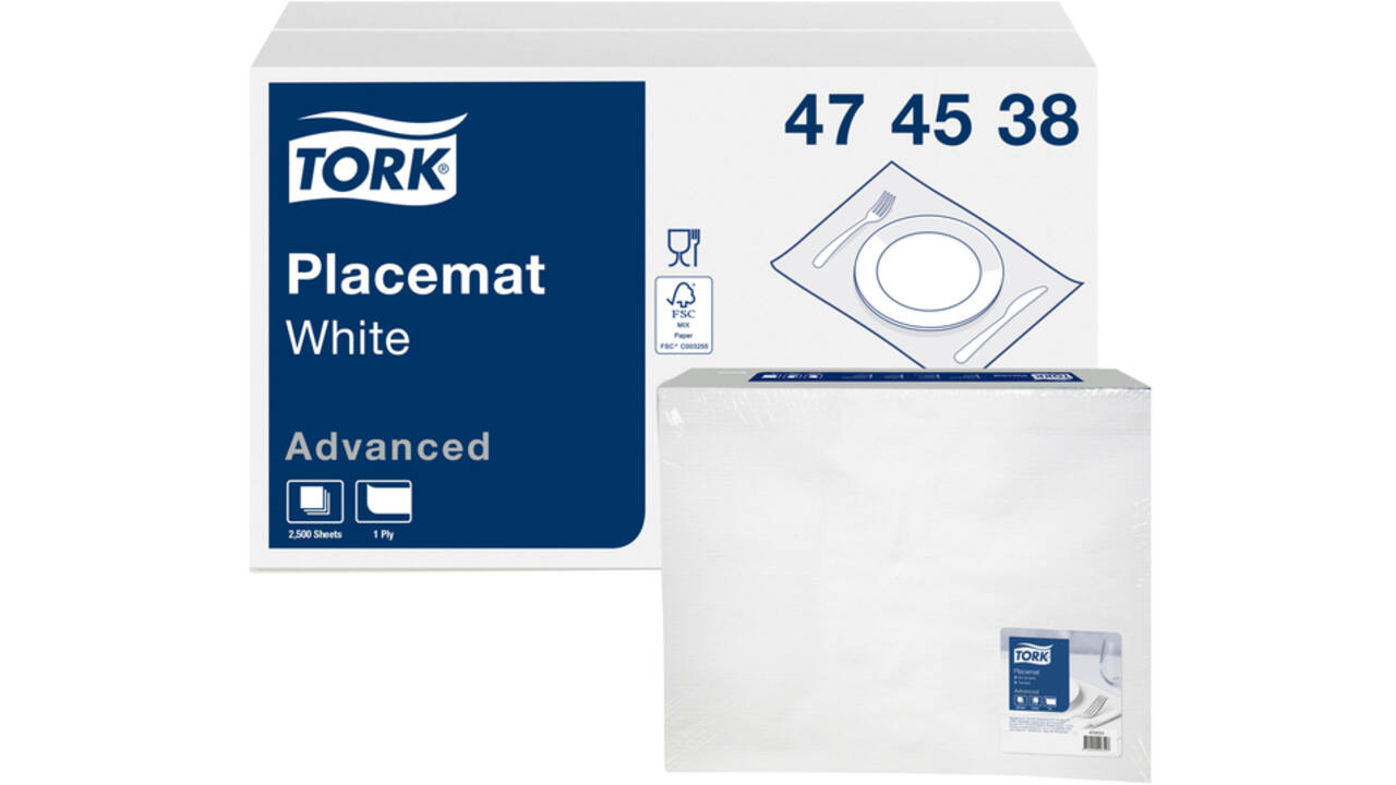 Placemats Tork papier 42x27cm 500st wit 474538