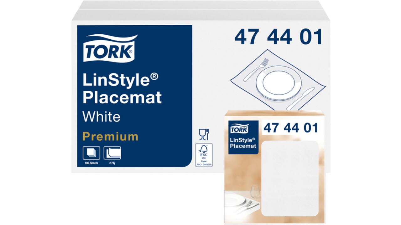 Placemats Tork papier 42x27cm 500st wit 474538