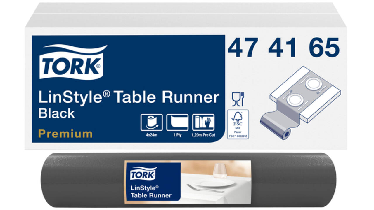Tafelloper Tork LinStyle® duurzaam 1laags 120x40cm zwart 474165