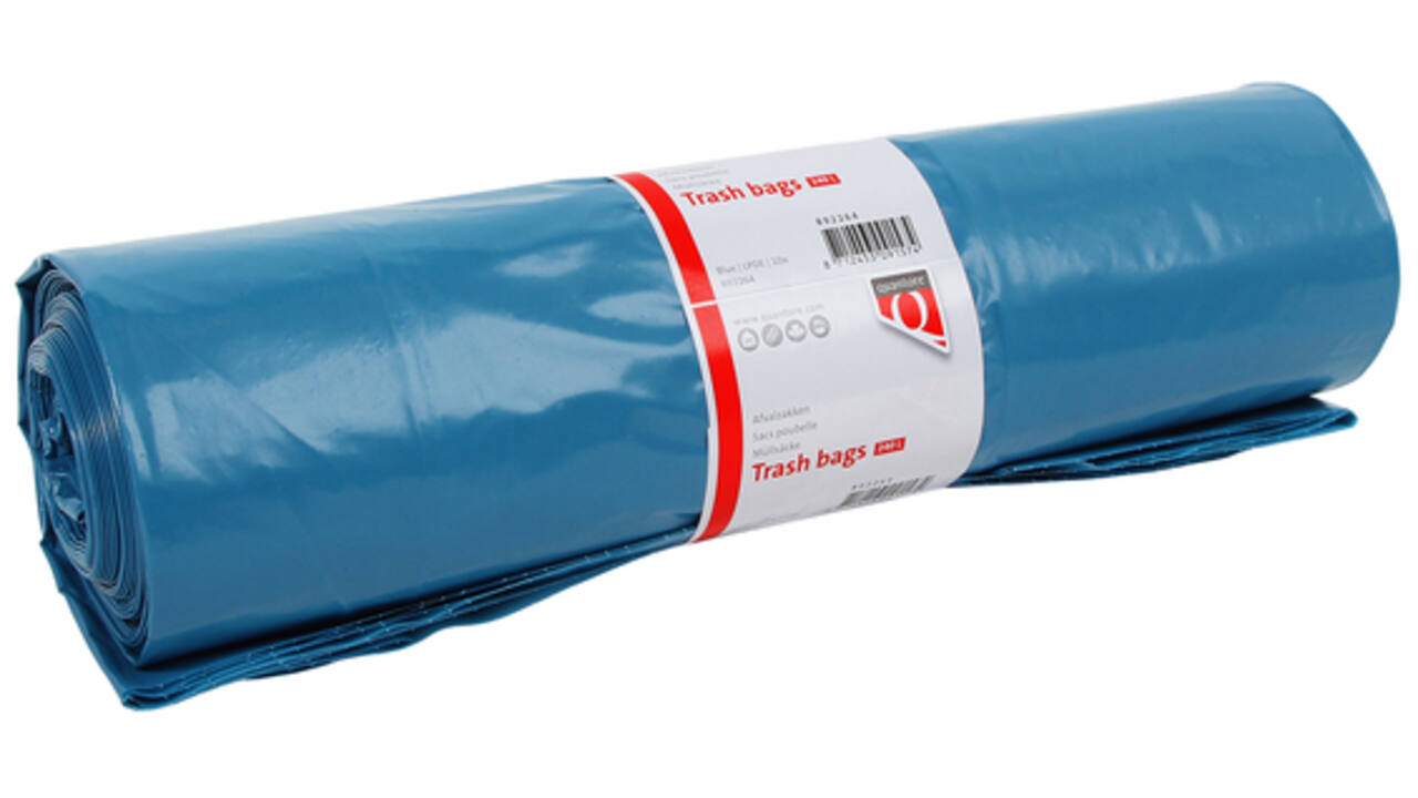 Afvalzak Quantore LDPE T70 240L blauw extra stevig 65/25x140cm 10 stuks