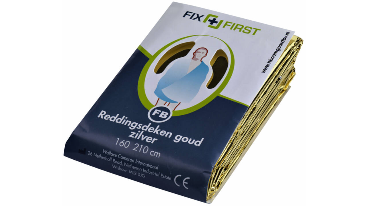 Reddingsdeken FixFirst folie 160x210cm zilver/goud