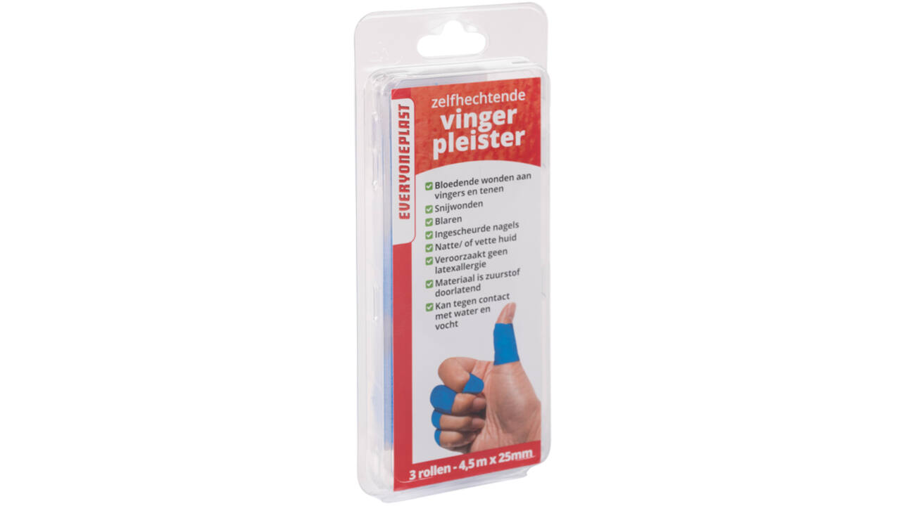 Vingerpleister Allglue zelfklevend op een rol 25mmx4.5m blauw