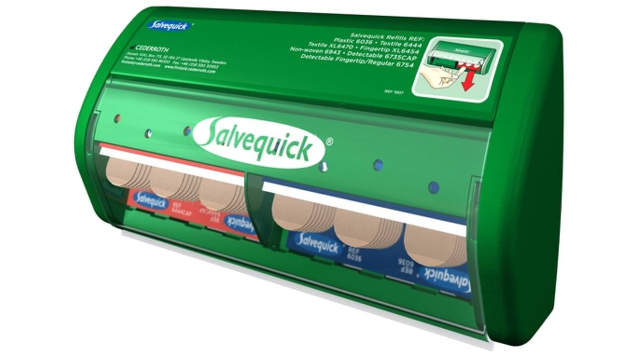 Pleisterdispenser Salvequick met inhoud