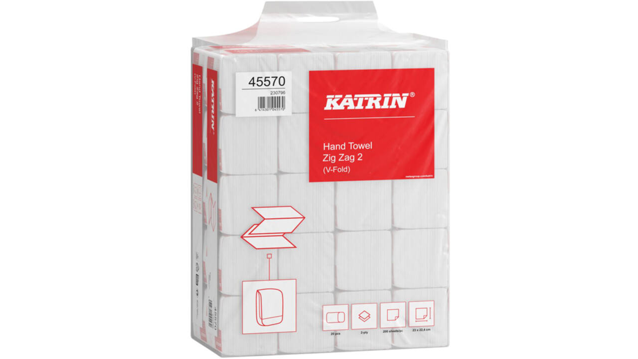 Handdoek Katrin Z-vouw 2-laags 23x23cm 20x200st 45570