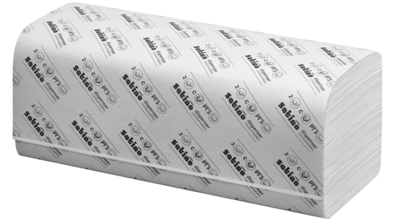 Handdoek Satino Comfort PT3 c-vouw 2-laags 25x32cm wit 277420